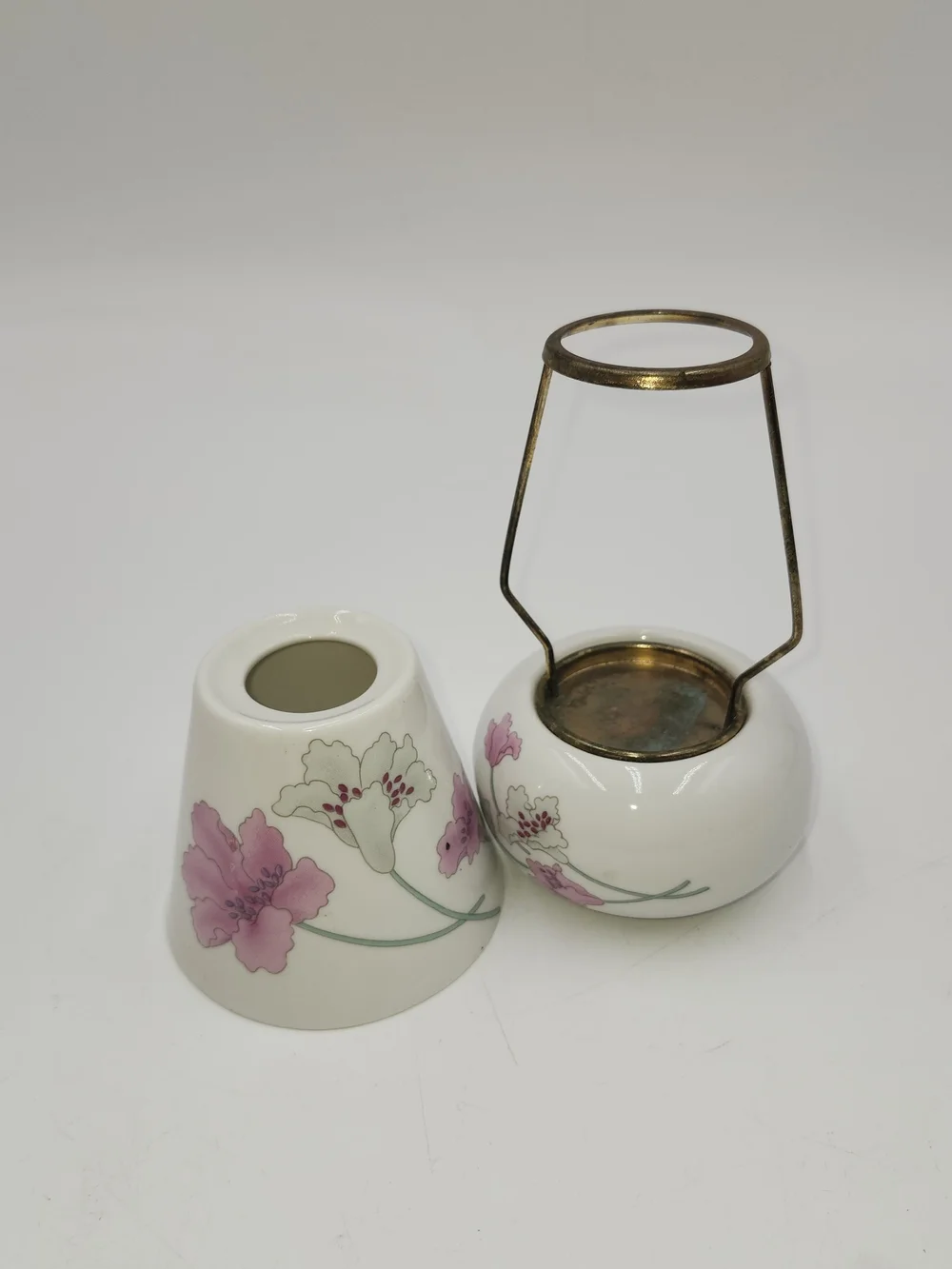 Porcelain Floral Pink Mini Fairy Table Lamp Candle Holder Tealight